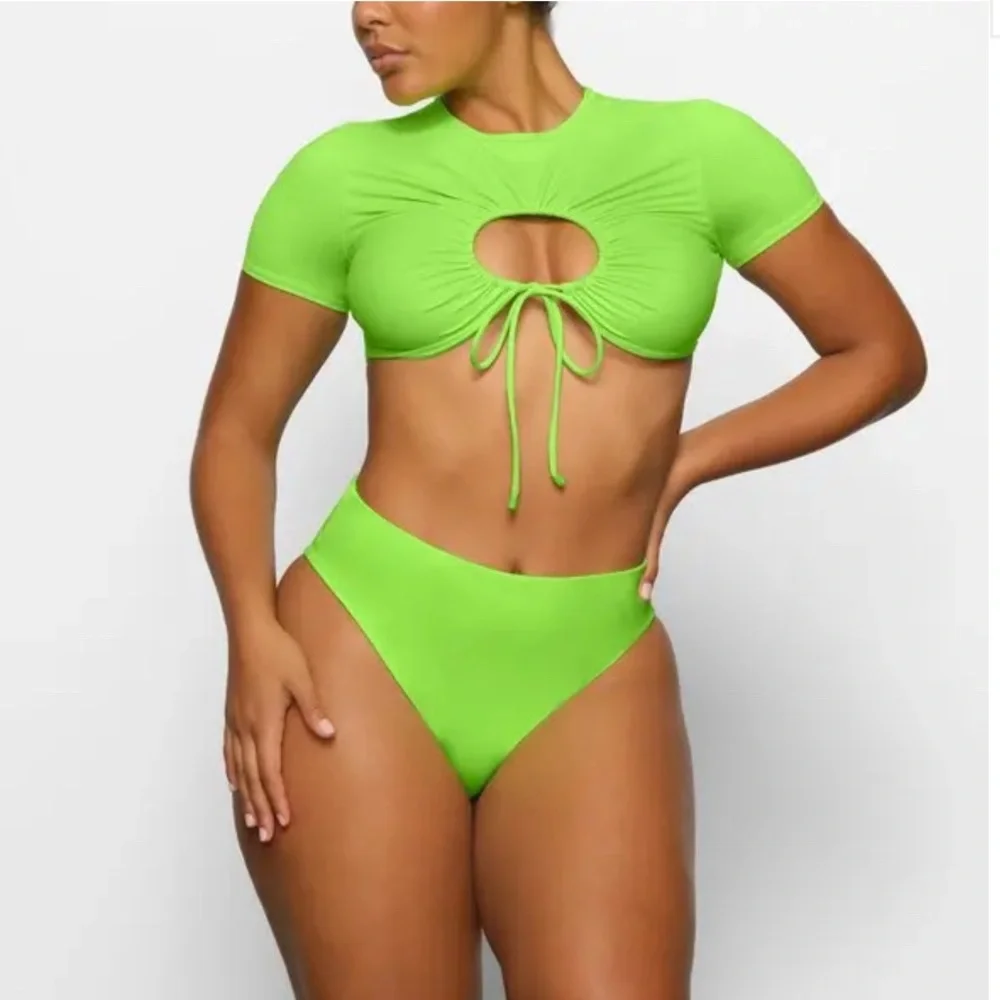 NWT SKIMS‎ Neon Green Swim Ruched T Shirt Top